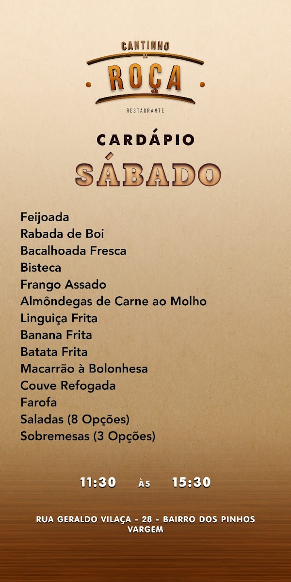 Menu Restaurante Chacara Cantinho Da Roca-2